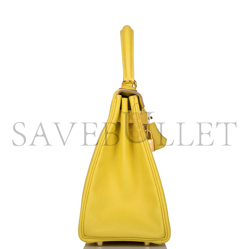 HERMES KELLY 28 LIME EVERCOLOR GOLD HARDWARE (28*22*10cm)